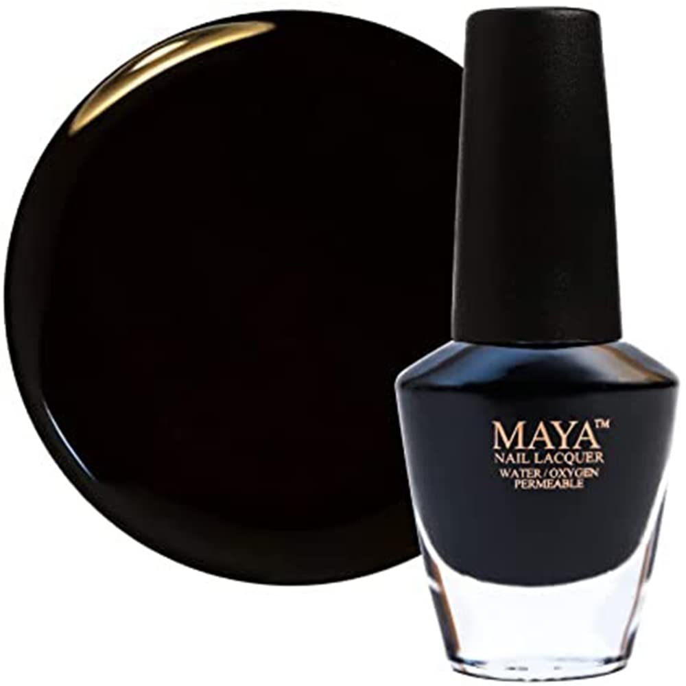 MAYA Black Gel Nail Polish - Quick Dry, Non-Toxic, Breathable & Cruelty-Free Nail Art DIY Manicure, Certified Halal Nail Kit - 0
