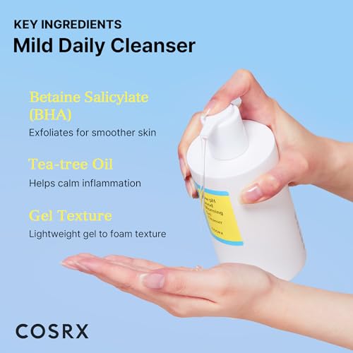 COSRX Low pH Good Morning Gel Cleanser, Amazon Exclusive, Daily Mild Face Cleanser for Sensitive Skin with BHA & Tea Tree Oil, PH Balancing, Korean Skin Care (13.52fl.oz/400ml)