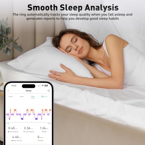 SARUNN ER Smart Ring with Sleep Monitoring, Step Counting, Heart Rate, Blood Oxygen for iPhone and Android, No Subscriptio...