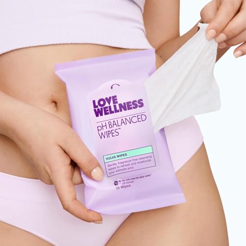 Love Wellness pH Balancing Wipes for Women | Fragrance-Free | Vulva Cleanser for Balanced pH, Intimate Health & Hygiene | ...