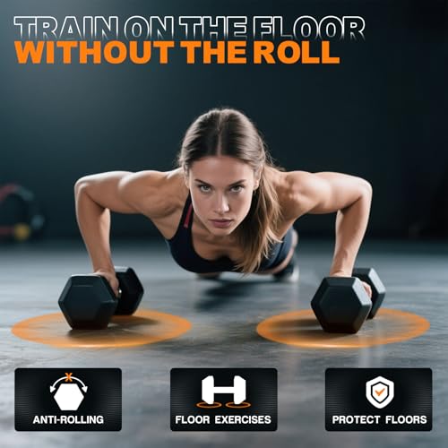 Mikolo Dumbbell Sets with Rack, Rubber Hex Dumbbells, Multiple Choices in 160/200/380/450/550LB, Hand Weights with Chrome ...