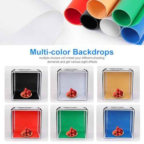 ZKEEZM Photo Studio Light Box Photography 32"x32" with 210 LEDs and 6 Colors Backdrops for Product Photography, Foldable P...