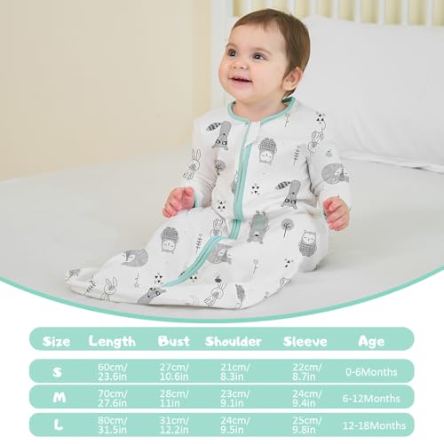 Miracle Baby Long Sleeve Sleep Sack 2-Pack, 100% Cotton Wearable Blanket Baby Sleeping Bag for Newborn Infant Toddler