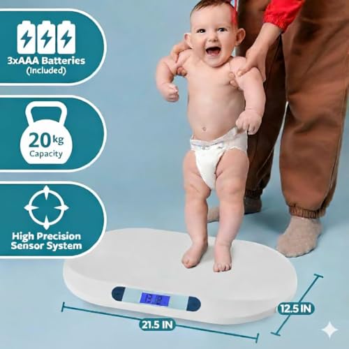 Smart Weigh Digital Baby & Pet Scale – Infant and Small Animal Weighing Scale for Newborns, Puppies & Cats – 44 lb Capacit...
