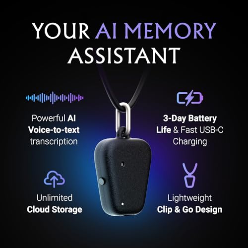 FIELDY Wearable, Hands-Free AI Real Time Voice Recorder – AI Transcriptions, Custom Summaries, Calendar Sync, HIPAA Privac...