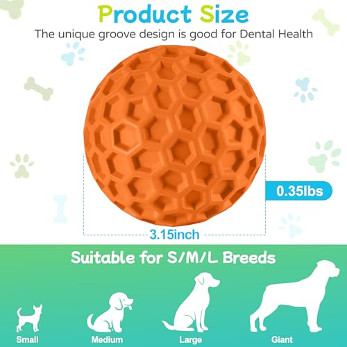 havit Indestructible Squeaky Dog Balls for Aggressive Chewers, Interactive Dog Toys to Keep Them Busy, Rubber Dog Chew Toy...