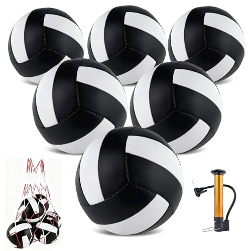 HYPGARD 6 Pack Volleyballs Official Size 5, Waterproof Soft Bulk Recreational Volley Balls with Pump and Net Bag for Indoo...
