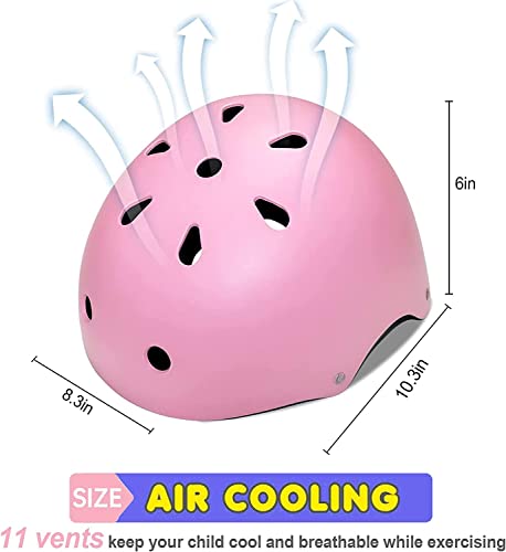 Adjustable Kids Helmet with Knee Pad, Elbow Pads & Wrist Guards - Toddler Bike Helmets for Ages 3-5, 5-8, 8-14 Years - Per...