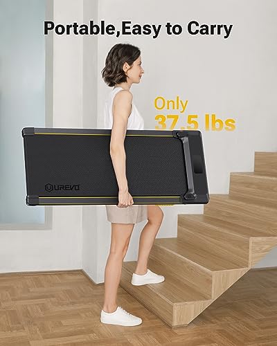 UREVO Foldimix 5L Treadmills for Home, Dual Brushless Motorized 3.0HP ，9% Auto Incline Walking Pad with Adjustable Handle ...