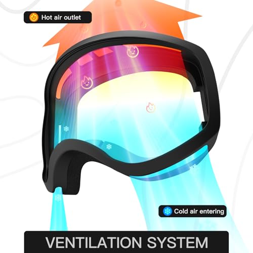 LOEO Kids Ski Goggle, Snow Ski Goggles for Kids Youth Teens Boys and Girls from 5-14