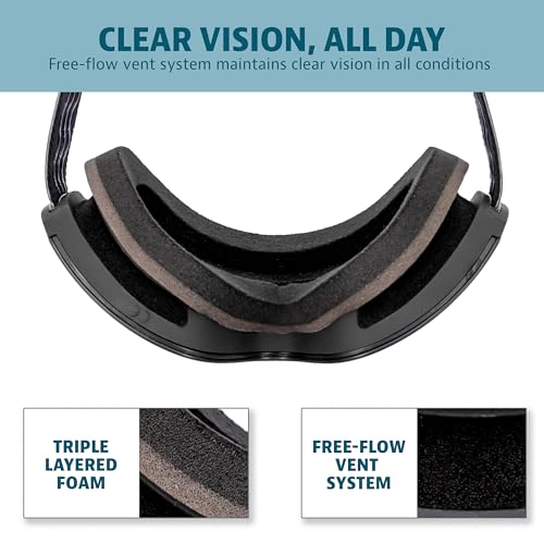 Yukon Charlie's Ropeline Adult Snow Goggles - Removable Magnetic Cylindrical Lens - Boosted Contrast, Reduced Glare, Anti-Fog
