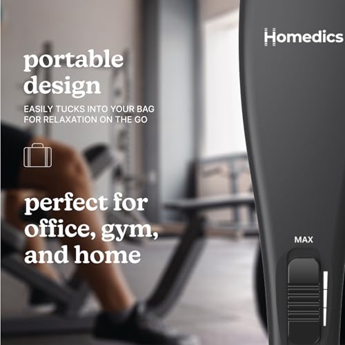Homedics Deep Tissue Percussion Massager with 3 Speeds, 5 Attachments, and Long Handle for Hard-to-Reach Areas
