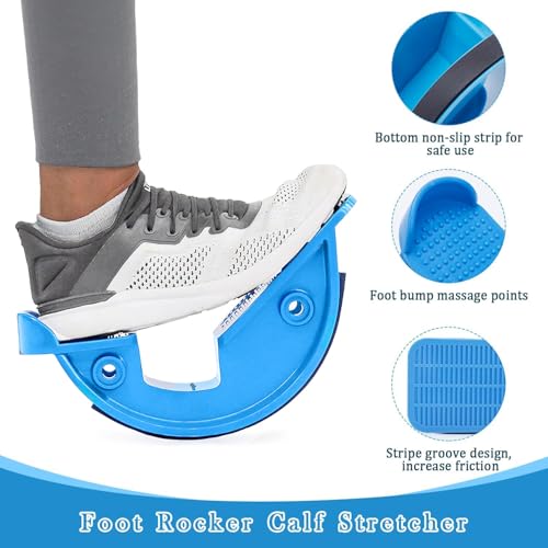 JIURUN Calf Stretcher and Foot Rocker for Plantar Fasciitis - Leg Stretching Strap, Hamstring and Calf Stretcher, Suitable...