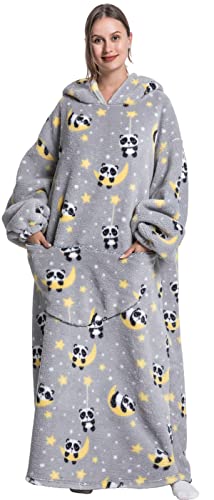 Msrlassn Oversized Wearable Blanket Hoodie for Adults - Extra Long Womens Blanket Sweatshirt