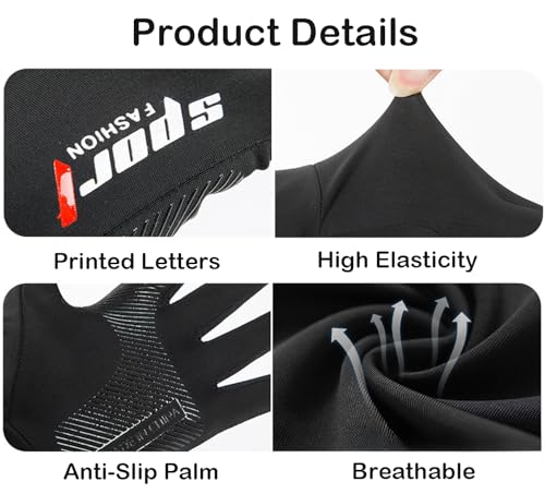 Eohak Men UV Protection Fishing Gloves Summer Non Slip Fingerless Gloves for Driving Hiking Cycling Gloves