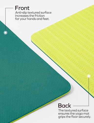 Ewedoos Eco Friendly Yoga Mat with Alignment Marks TPE Yoga Mat Non Slip Hot Yoga Mat Thick 1/4'' Anti-Tear Surfaces Exerc...