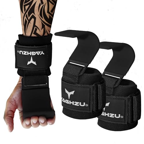 YAGHZU Weight Lifting Hooks, Padded Weight Lifting Straps Wrist Straps for Men and Women, Premium Deadlift Straps for Weig...