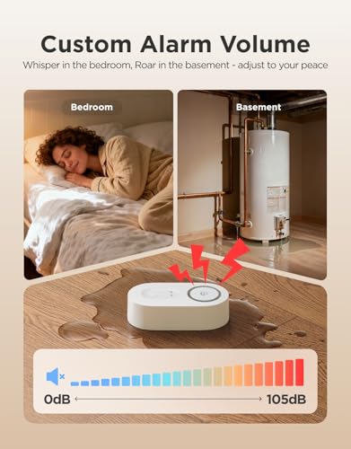 GoveeLife Upgraded Smart Water Leak Detector 1s with 1804ft Ultra-Long Range, WiFi Water Sensor with SMS/Email/APP Push an...