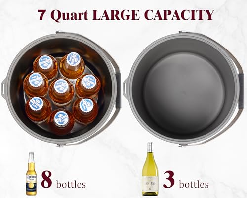 6.8L/7QT Insulated Ice Bucket with Lid & Scoop,Double-Wall Ice Bucket for Parties,Cocktail Bar(Grey)