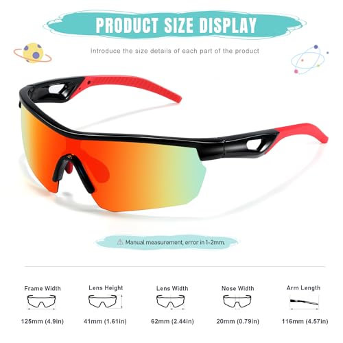 Vcarsian Kids Sunglasses Polarized Baseball Sports Sun Glasses,Lightweight UV400 TR90 Cycling Shades Frame Boys Girls