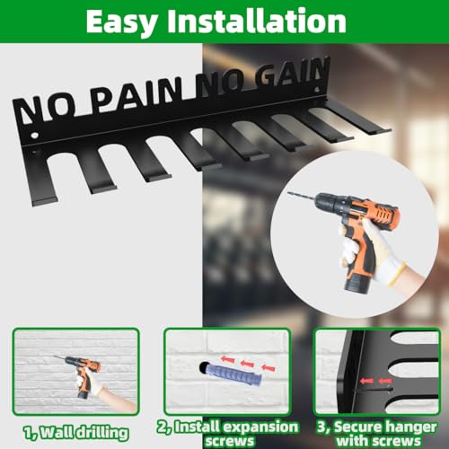 Home Gym Accessories Organization Storage Rack Equipment For Home 8 Hook Wall Hanger Display Gear Barbells Resistance Band...