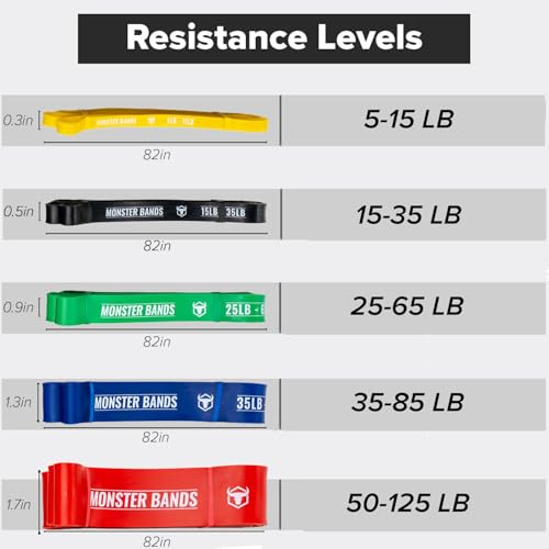 Pull Up Bands, Resistance Bands (Set of 5) – Pull Up Assistance Bands Set – Exercise Workout Bands for Working Out, Streng...