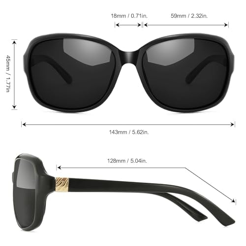 SIPHEW Polarized Sunglasses for Women | Vintage Square Sunglasses w UV400 Protection | Womens Wraparound Shade