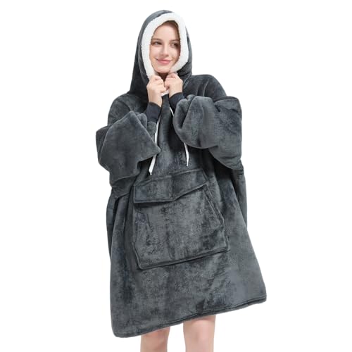 Qeils Wearable Blanket Hoodie for Women, Comfy Sherpa Sweatshirt Blanket as Birthday Christmas Gifts, Oversized Pullover J...