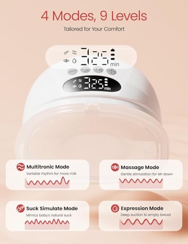 NCVI Hands-Free Breast Pump, Wearable Breastfeeding Pump with 300mmHg Strong Suction, 1400mAh Long Battery, Ultra-Quiet Po...