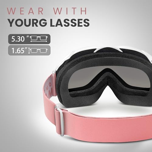 OutdoorMaster OTG Ski Goggles - Over Glasses Ski/Snowboard Goggles for Men, Women & Youth - 100% UV Protection