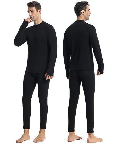 Runhit Mens Thermal Underwear Set：Fleece Lined Long Johns for Men Thermal Shirts and Pants Base Layer Cold Weather Thermals