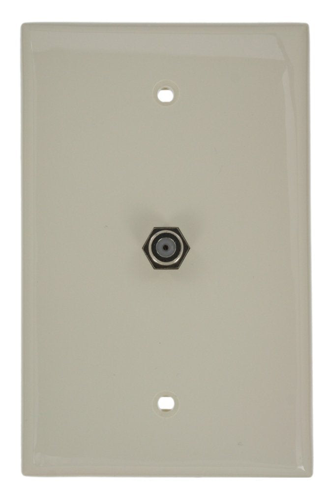 Leviton Midsize Video Wall Jack, F Connector, 40539-Mt, Light Almond
