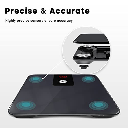 GE Digital Bathroom Scale for Weight, Smart Bluetooth Body Weight and BMI, Electronic Black Weighing Scale for Bath Home, ...