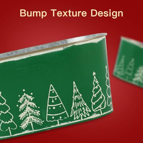 Putuo Decor 4 Packs Christmas Oval Metal Ice Buckets, Christmas Decorations Galvanized Storage Beverage Tubs Tin Bucket Pa...