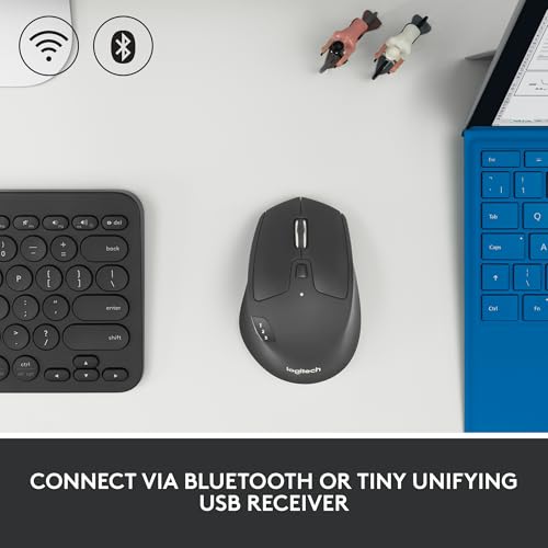 Logitech M720 Triathlon Wireless Mouse, Bluetooth, USB Unifying Receiver, 1000 DPI, 6 Programmable Buttons, 2-Year Batter...