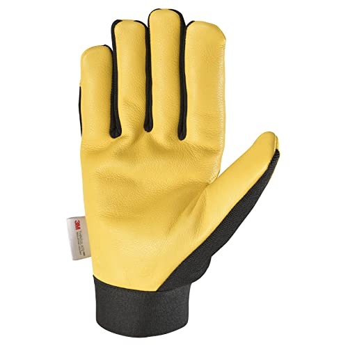 Wells Lamont Men's Grain Cowhide Leather Hybrid Thinsulate Winter Gloves, Black, XX-Large (3233XX)