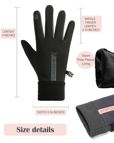Bawnhaw Lightweight Winter Running Gloves for Women Touchscreen Warm Polar-Fleece Liners Windproof Cycling Driving Non-Slip