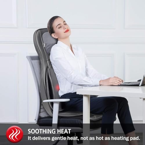 COMFIER Massager Chair with Heat, Shiatsu Neck Back Massager Portable with Compress & Rolling,Massage Chair Pad for Neck &...