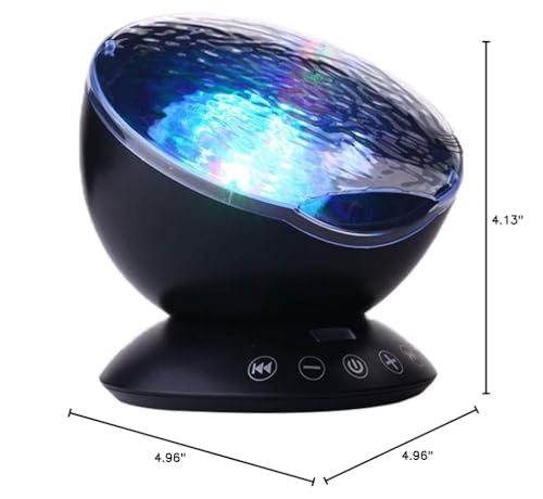 Tomnew Ocean Wave Projector With Remote Control, Dimmable 7 Colors Led, Music Speaker, Black, Model Hyd001