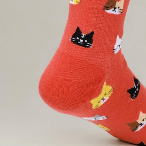 DOBIKULU Womens Cotton Casual Socks Cute Animal Cat Socks Crew Novelty Lovely Print Pattern, Female Presents for Cat Lovers, Gifts Ideas for Mom Lady