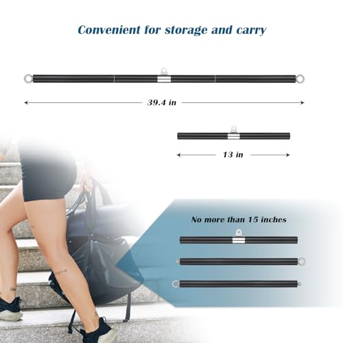Prebene LAT Pull Down Bar, Dual Hook Bar Cable Attachment, Heavy Duty Gym Bar for Cable Machine, Suit for Resistance Band ...
