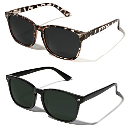 TIJN Polarized Sunglasses for Womens and Mens,Classic Square Frames Shades for UV Protection, Stylish and Trendy Sunnies