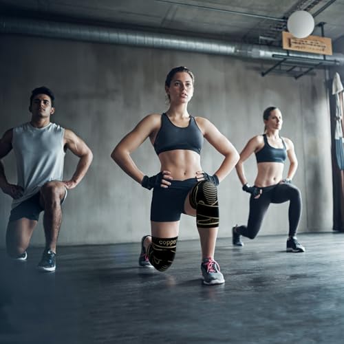 Copper Knee Braces with Strap for Knee Pain Women and Men(2 Pack), Knee Compression Sleeve for Arthritis, ACL, Meniscus Te...