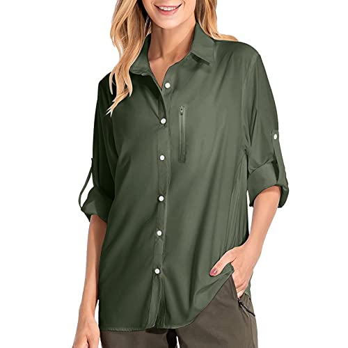 Womens Button Down Shirts Long Sleeve Summer Tops Collared Dressy Casual Blouses Loose Fit Tunics Tshirts Basic Tees