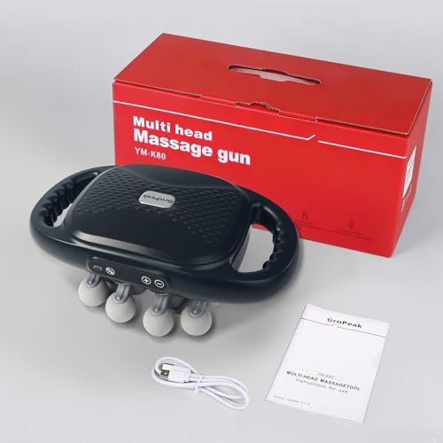 grnpeak 16 Head Massage Gun, Deep Tissue Percussion Massager with 9 Intensity Levels for Neck, Back, Shoulders, Legs Pain ...