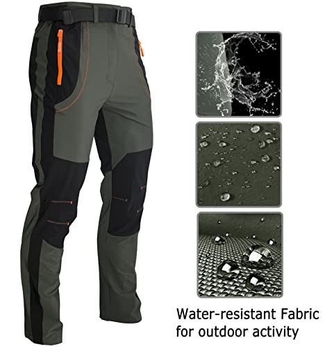 Kuseeker Mens Stretch Work Hiking Pants Quick Dry Lightweight Waterproof Outdoor Travel Climbing Fishing Pants