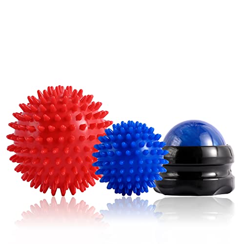 2PCS Spiky Hard Massage Balls with Manual Massage Ball, Roller Back Massager Great for Relax, Deep Tissue Massage Tool to ...