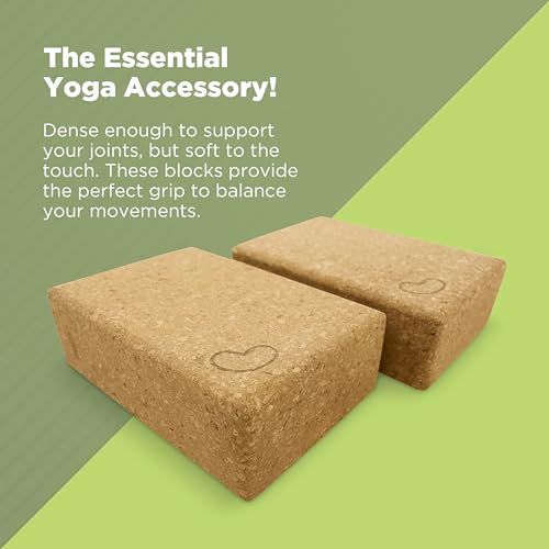 Bean Products Yoga Blocks, Standard & Large Sizes - Studio Grade, Non-Slip, Made from Eco Friendly Materials - 100% Natura...
