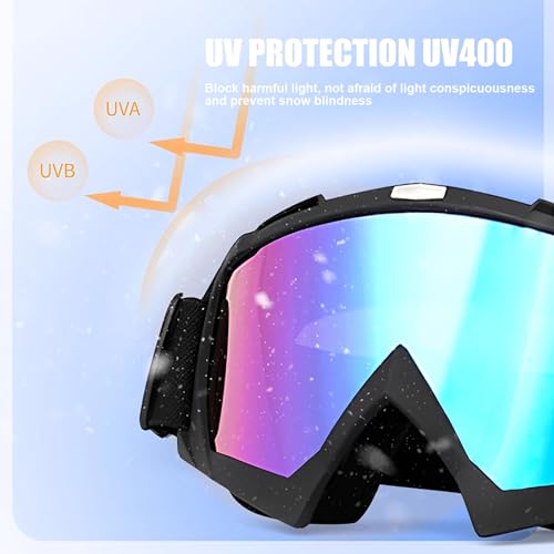 immoono Motorcycle Goggles with Face Mask, Windproof Dirt Bike Racing Ski Goggles Protective Safety Glasses with Balaclava