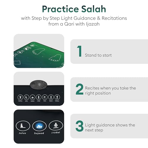 My Salah Mat for Adults - Smart Interactive Prayer Mat for Adults & Reverts Learning Surahs, Salah, Duas, & More - Muslim ...